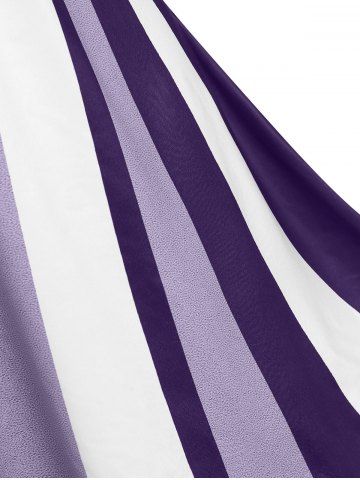 Plus Size Colorblock Shawl Collar Tee