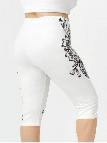 Plus Size & Curve Floral Print Gym Cropped Leggings