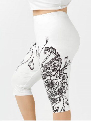 Plus Size & Curve Floral Print Gym Cropped Leggings
