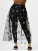 Pantalon Superposé Flocon de Neige en Maille Transparente de Grande Taille à Paillettes - Noir 5X
