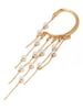Faux Pearl Fringe Chain Hanging Earring -  