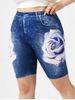 Plus Size Rose 3D Print Biker Shorts -  
