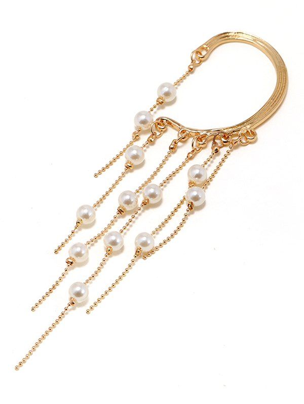 Online Faux Pearl Fringe Chain Hanging Earring  