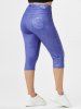 Plus Size & Curve 3D Logo Butterfly Print Capri Jeggings -  