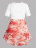 Plus Size Tie Dye Lace See Thru Ruffle Cardigan -  