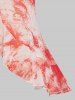 Plus Size Tie Dye Lace See Thru Ruffle Cardigan -  