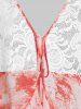 Cardigan Teinté en Dentelle Transparente Grande Taille à Volants - Blanc 4X