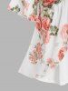 Plus Size & Curve Flutter Sleeve Floral Print Twist Blouse and Camisole Twinset -  