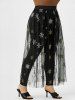 Pantalon Superposé Flocon de Neige en Maille Transparente de Grande Taille à Paillettes - Noir 3X