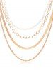 Faux Pearl Beading Multilayered Chain Necklace -  