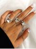 3 Pcs Butterfly Charm Chain Ring Set -  