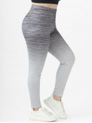Plus Size High Rise Ombre Color Skinny Leggings -  