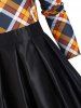 Plaid Off Shoulder Pleated Detail Dress -  