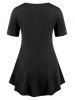T-shirt Trapèze à Lacets Style de Curve de Grande Taille - Noir 4X