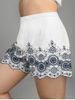 Plus Size High Rise Embroidered Scalloped  Shorts -  