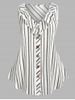 Plus Size & Curve Ruffle Striped Button Front Sleeveless Blouse -  