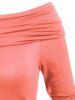 T-shirt Sanglé Plié à Epaule Dénudée - Rose clair XL