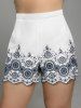 Plus Size High Rise Embroidered Scalloped  Shorts -  