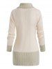 Horn Button Colorblock Plunging Sweater -  