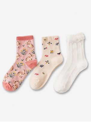 Floral Jacquard Cotton Socks