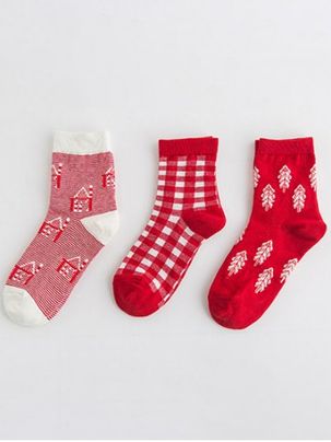 3 Pair Printed Cotton Socks