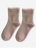 Preppy Style Ruffle Edge Ribbed Quarter Socks -  