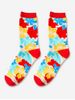 Printed Winter Colorblock Mid Calf Socks -  