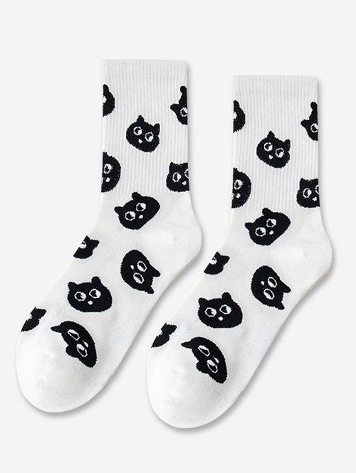 Shops Cartoon Printed Cats Crew Socks  