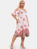 Plus Size & Curve Cottagecore Bell Sleeve Cold Shoulder Floral Print Dress -  