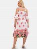 Plus Size & Curve Cottagecore Bell Sleeve Cold Shoulder Floral Print Dress -  