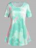 Plus Size & Curve Tie Dye  Shorts Pajamas Set -  