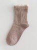 Preppy Style Ruffle Edge Ribbed Quarter Socks -  