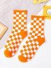 5 Pairs Checkered Pattern Sporty Crew Socks Set -  
