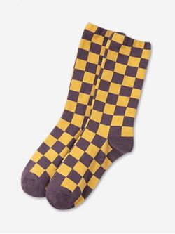 Sporty Checkerboard Pattern Mid Calf Socks - VIOLA PURPLE