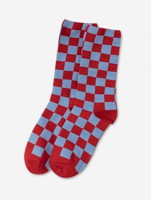 Sporty Checkerboard Pattern Mid Calf Socks
