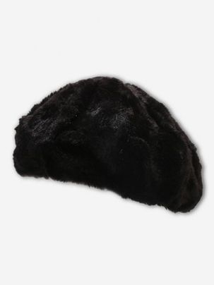 Solid Color Faux Fur Fluffy Beret Hat