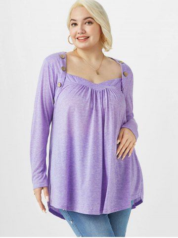 Plus Size Sweetheart Neck Pleat Tee