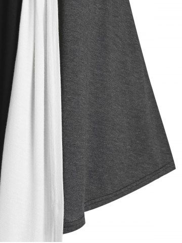Plus Size Colorblock Plunging Long Sleeve Tunic Tee