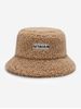 Letters Embroidery Fluffy Bucket Hat -  