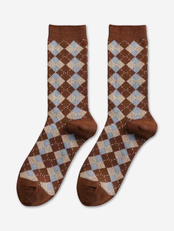 Fashion Retro Argyle Pattern Winter Mid-calf Socks  