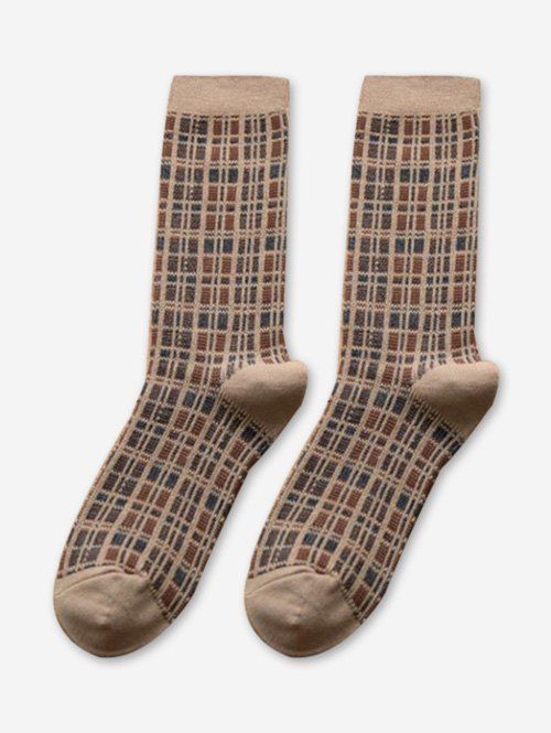 Hot Retro Winter Plaid Pattern Mid Calf Socks  