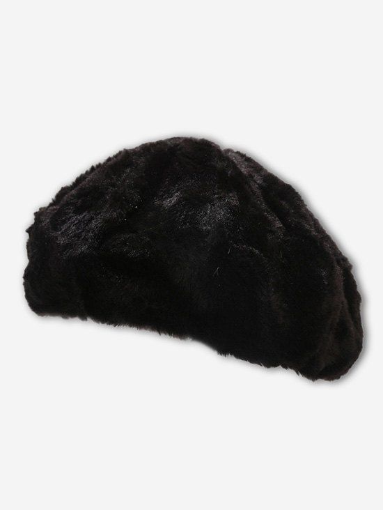 Sale Solid Color Faux Fur Fluffy Beret Hat  