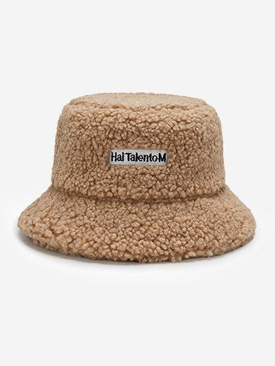 Buy Letters Embroidery Fluffy Bucket Hat  