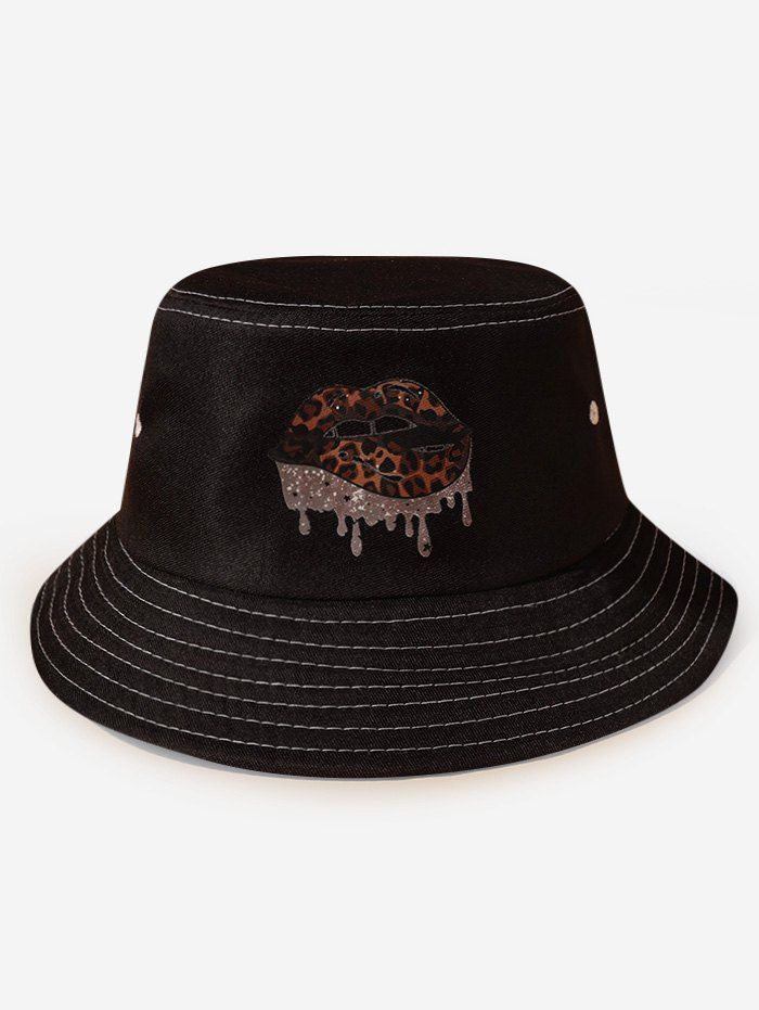 Store Printed Leopard Lip Bucket Hat  