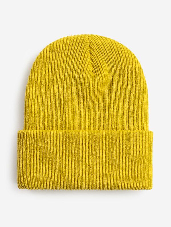 New Winter Solid Ribbed Knitted Beanie  