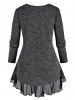 Plus Size Flounce Marled Tunic Knitwear with Cami Top Set -  