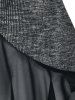 Tricot Tunique Teinté de Grande Taille à Volants avec Haut à Bretelle - Gris 5X