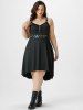 Plus Size Punk Eyelets Ruched High Low Dress -  