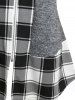 Plus Size Plaid Hooded High Low 2 in 1 Top -  