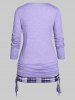 Plus Size Cinched Plaid 2 in 1 T-shirt -  